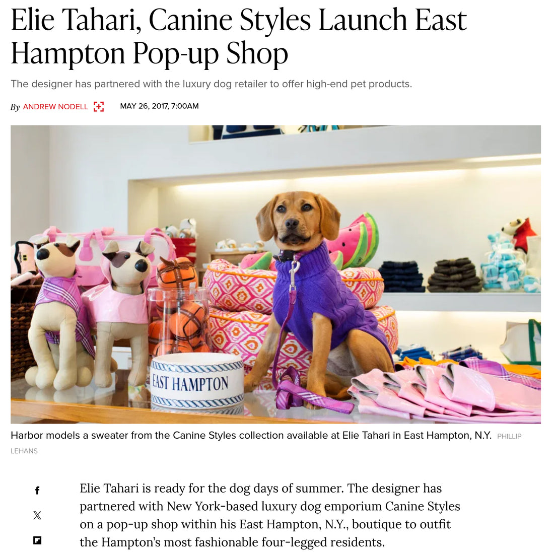 WWD Checks Out The Elie Tahari x Canine Styles Launch East Hampton Pop-up Shop