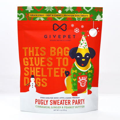 Christmas - Holiday Dog Treats Pugly Sweater Party 6 Oz.