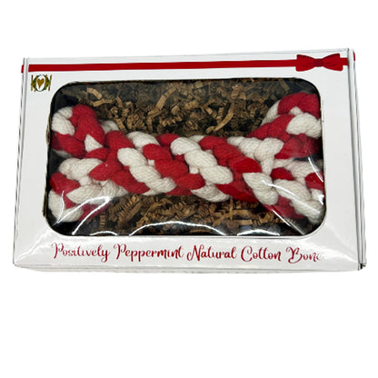 Holiday Peppermint Cotton Rope Bone in Display Box