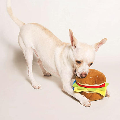 Hamburger Toy - Plush Toy - Squeaker Toy - 2 sizes