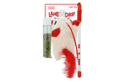 Cat Toy - Lamb Chop Cat Wand w/ Refillable Catnip