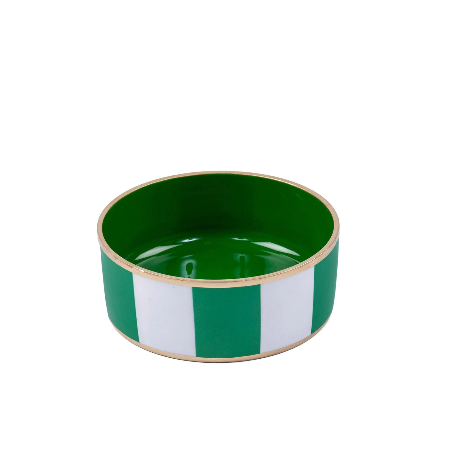 Enameled Ceramic Pet Bowl - White & Green