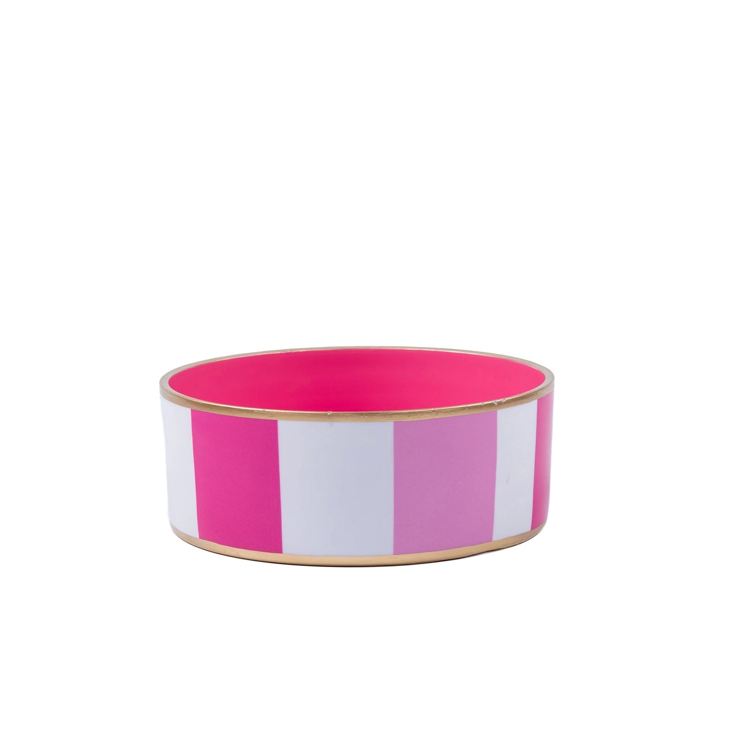 Enameled Ceramic Pet Bowl - Pink & White