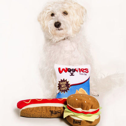 Hamburger Toy - Plush Toy - Squeaker Toy - 2 sizes