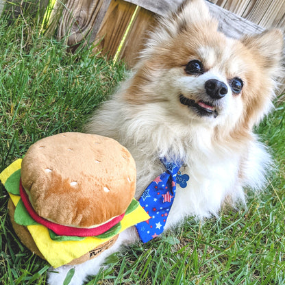 Hamburger Toy - Plush Toy - Squeaker Toy - 2 sizes