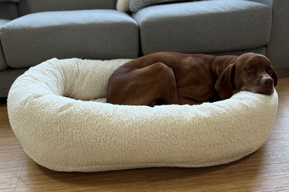 Microvelvet - Donut Bed - Ivory Sheepskin - Dog Bed