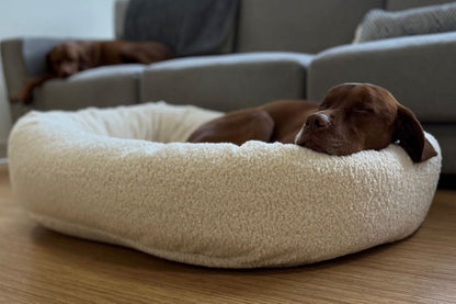 Microvelvet - Donut Bed - Ivory Sheepskin - Dog Bed