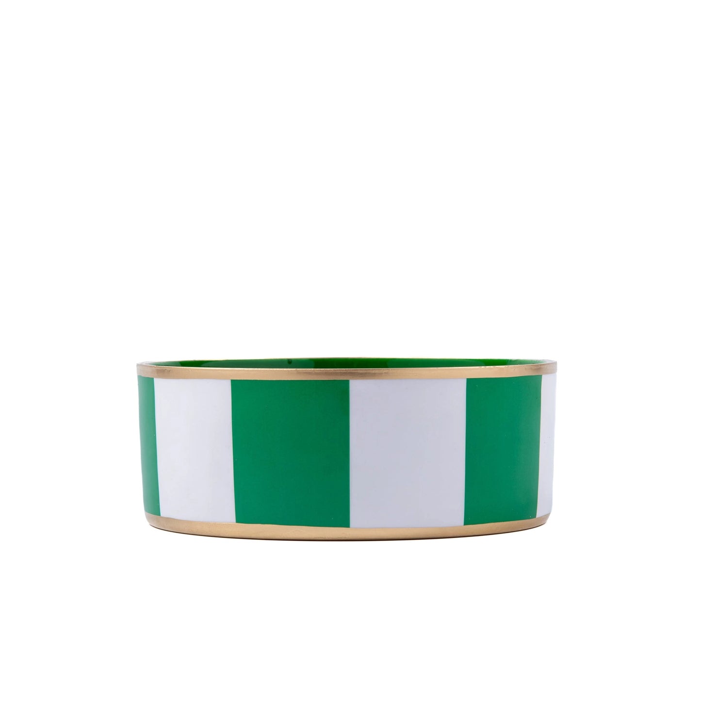 Enameled Ceramic Pet Bowl - White & Green