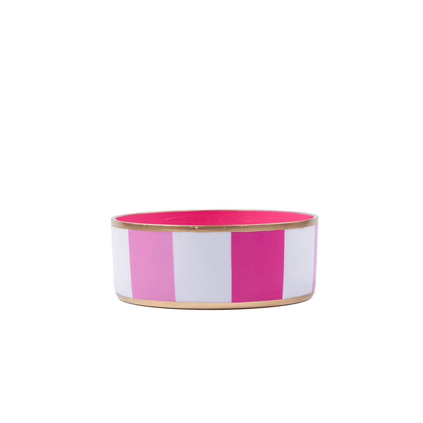 Enameled Ceramic Pet Bowl - Pink & White