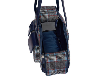 Dog Carrier - Winter - Cashmere Dog Carrier - Gray & Blue Plaid