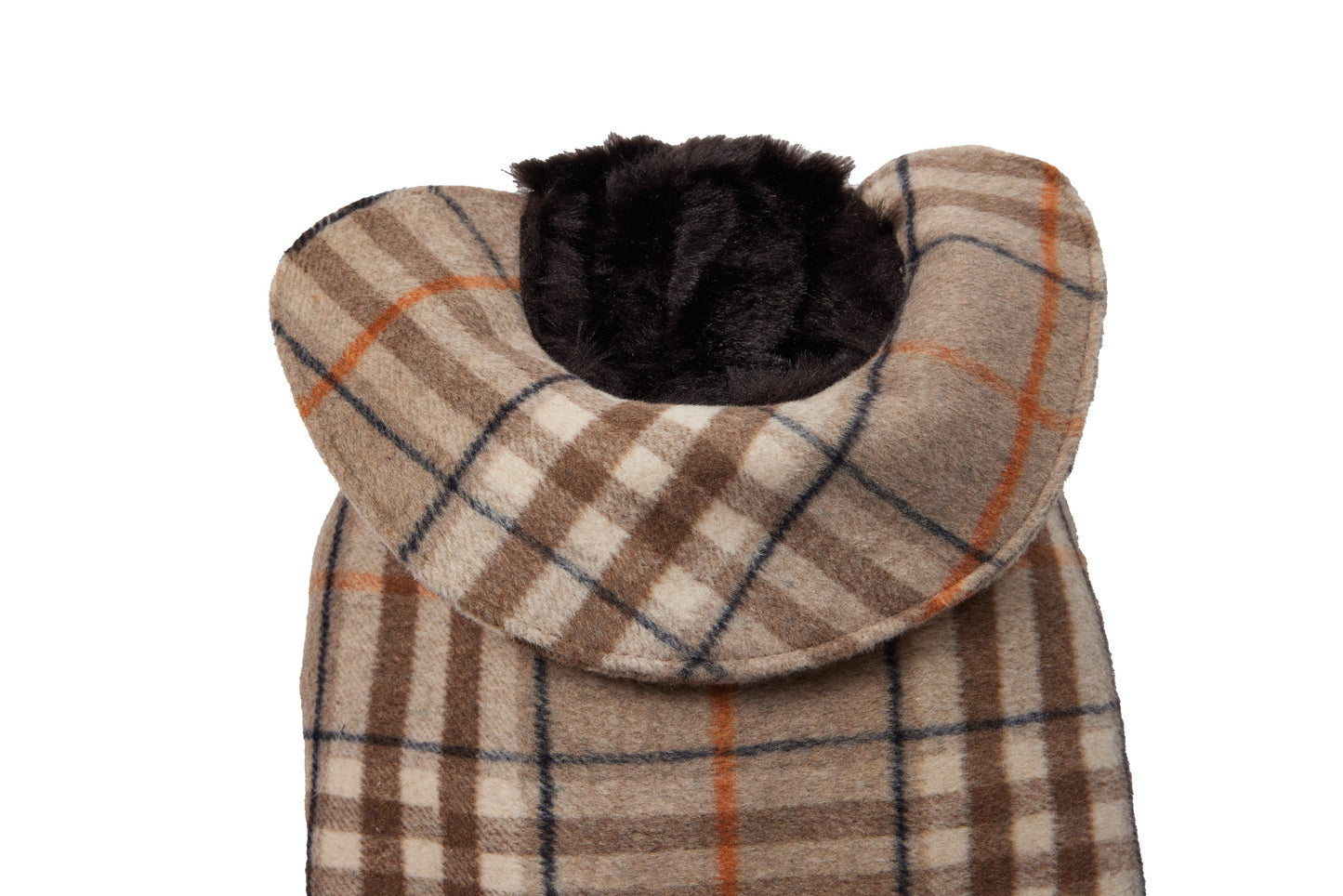 Couture Cashmere Coat w/ Faux Fur Lining - Beige Plaid