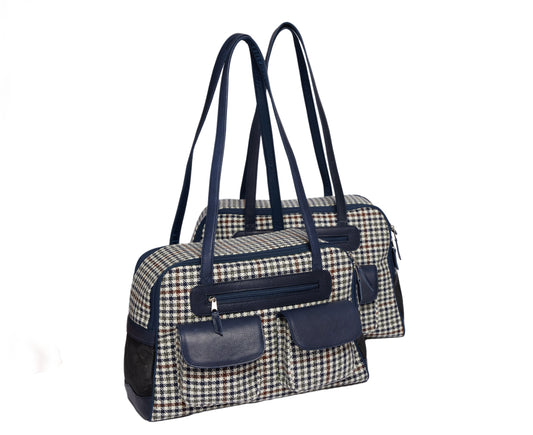 Dog Carrier - Winter - Blue, Brown & Green Wool Plaid