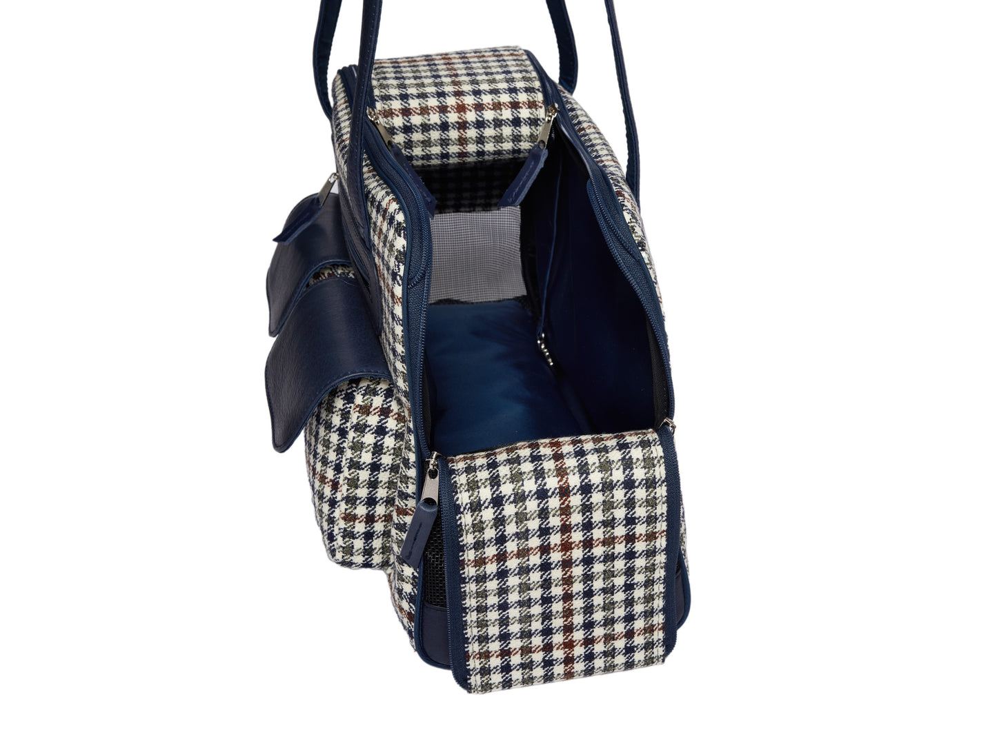 Dog Carrier - Winter - Blue, Brown & Green Wool Plaid