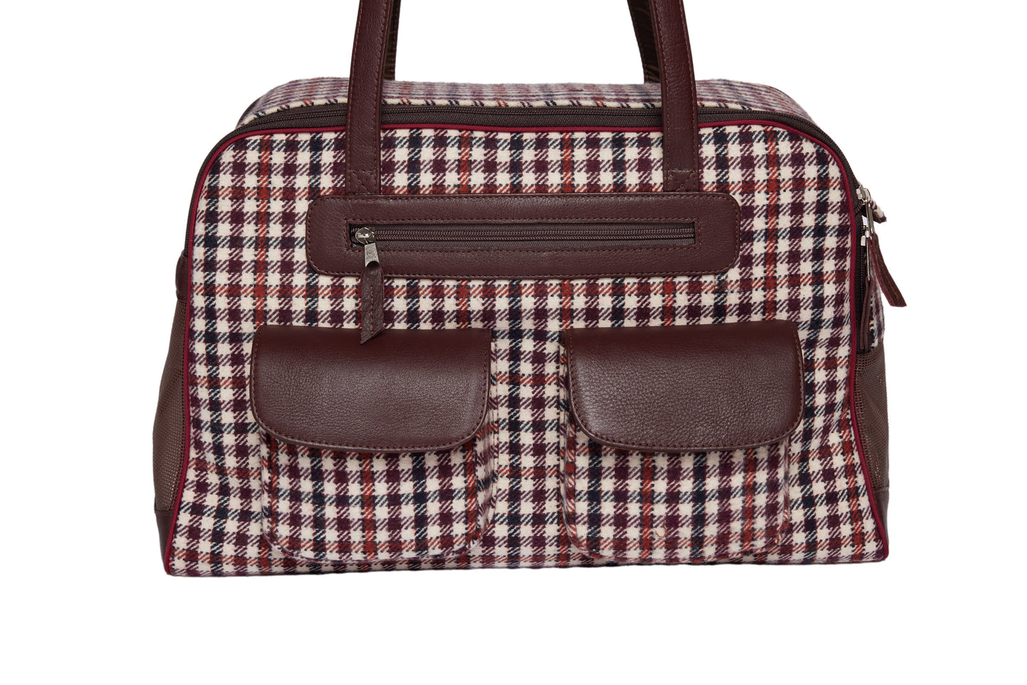 Dog Carrier - Winter - Brown & Burgundy Wool Plaid