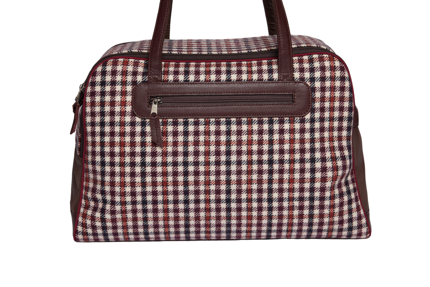 Dog Carrier - Winter - Brown & Burgundy Wool Plaid