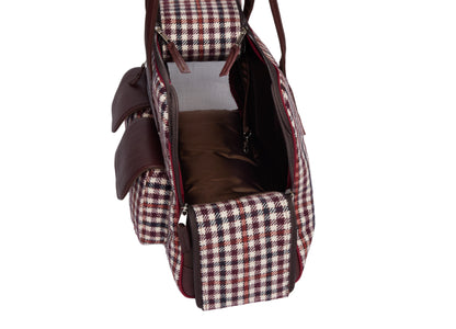 Dog Carrier - Winter - Brown & Burgundy Wool Plaid