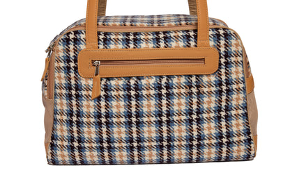 Dog Carrier - Winter - Blue, Beige & Black Wool Plaid