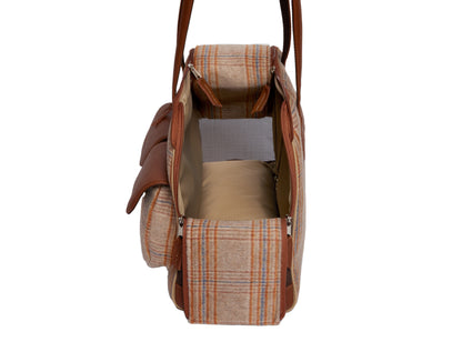 Dog Carrier - Winter - Cashmere Dog Carrier - Beige & Orange Plaid