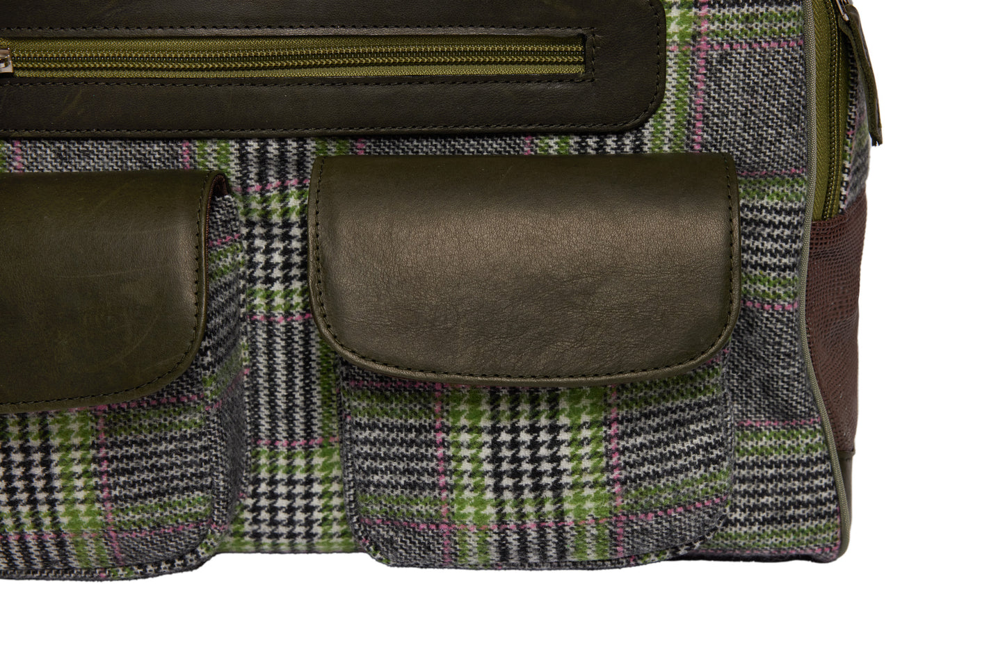 Dog Carrier - Winter - Cashmere Dog Carrier - Gray & Green Wool Plaid