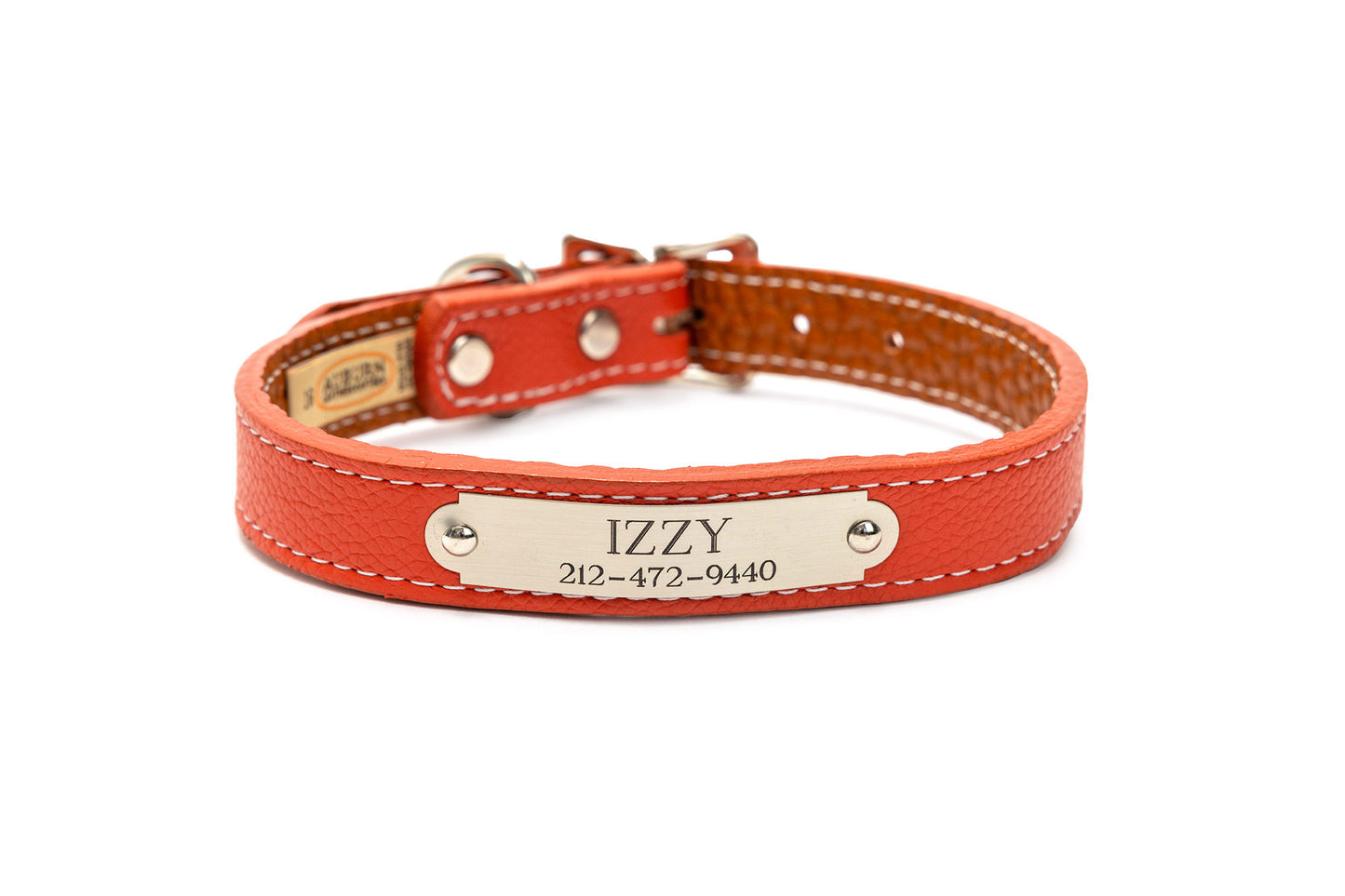 Auburn Dog Collar - Dog Collar, Soft Leather, 11 Colors, Additional Stainless Name Plate Available