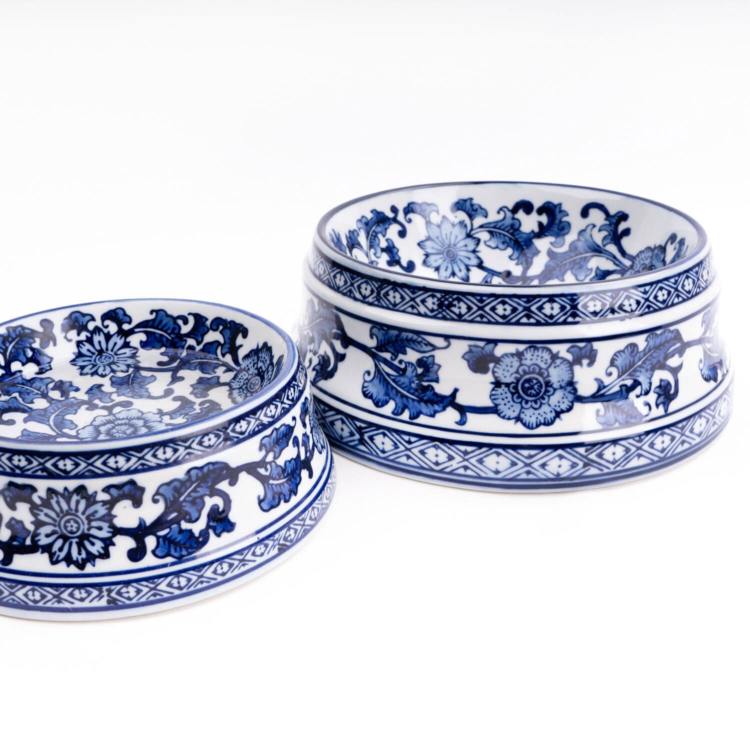 Blue and fashion white ceramic dog bowls