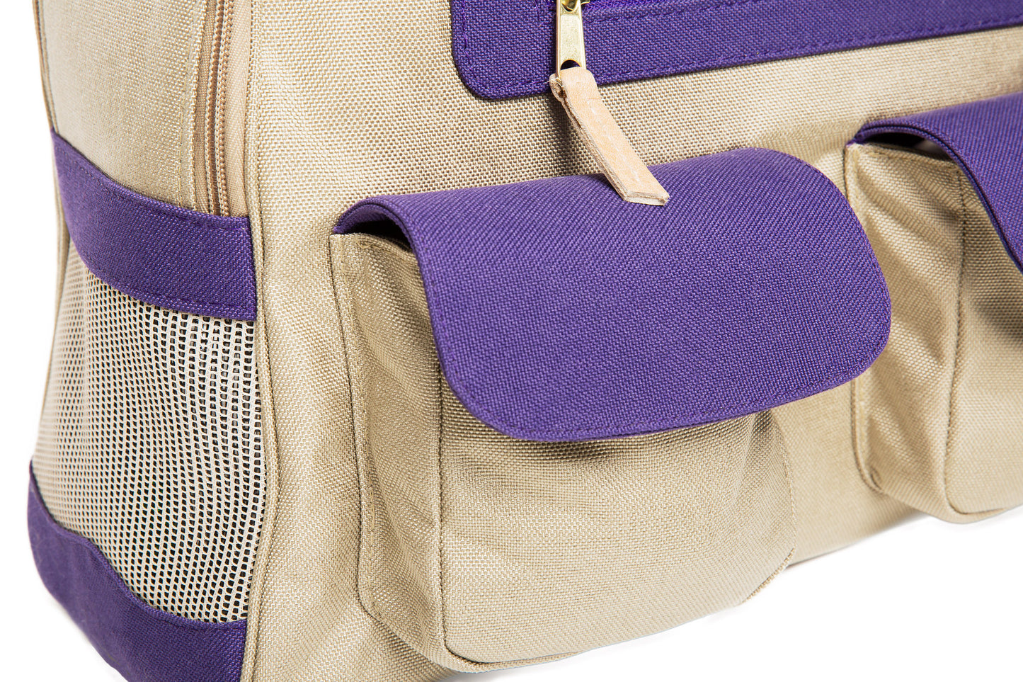 Spring/Summer - Canvas Dog Carrier Beige w/Colored Canvas Trim - 5 Color Options