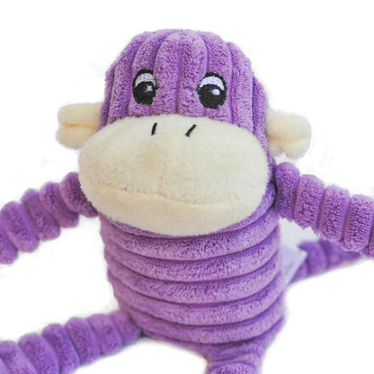 Mini - Pink or Purple Crinkle Monkey -  Dog Toy