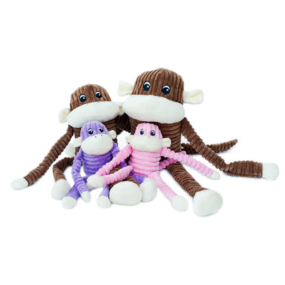 Mini - Pink or Purple Crinkle Monkey -  Dog Toy