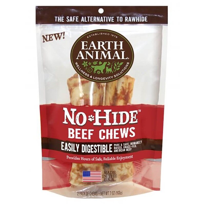 Earth Animal No Hide Beef Chews Dog Treats, 4", 2 Pack