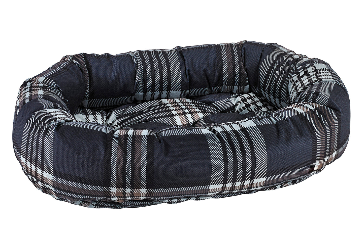 Microvelvet - Donut Bed - Greystone Tartan - Dog Bed