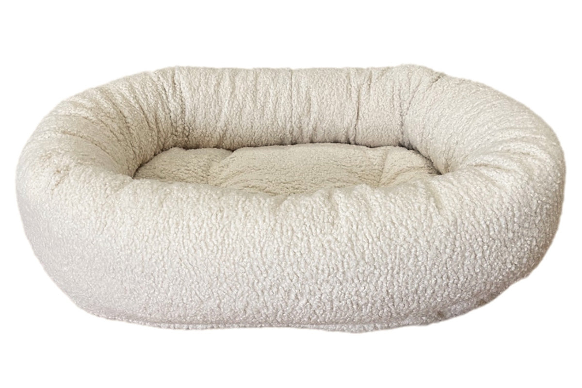 Microvelvet - Donut Bed - Ivory Sheepskin - Dog Bed