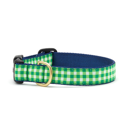 Gingham Green Dog Collar