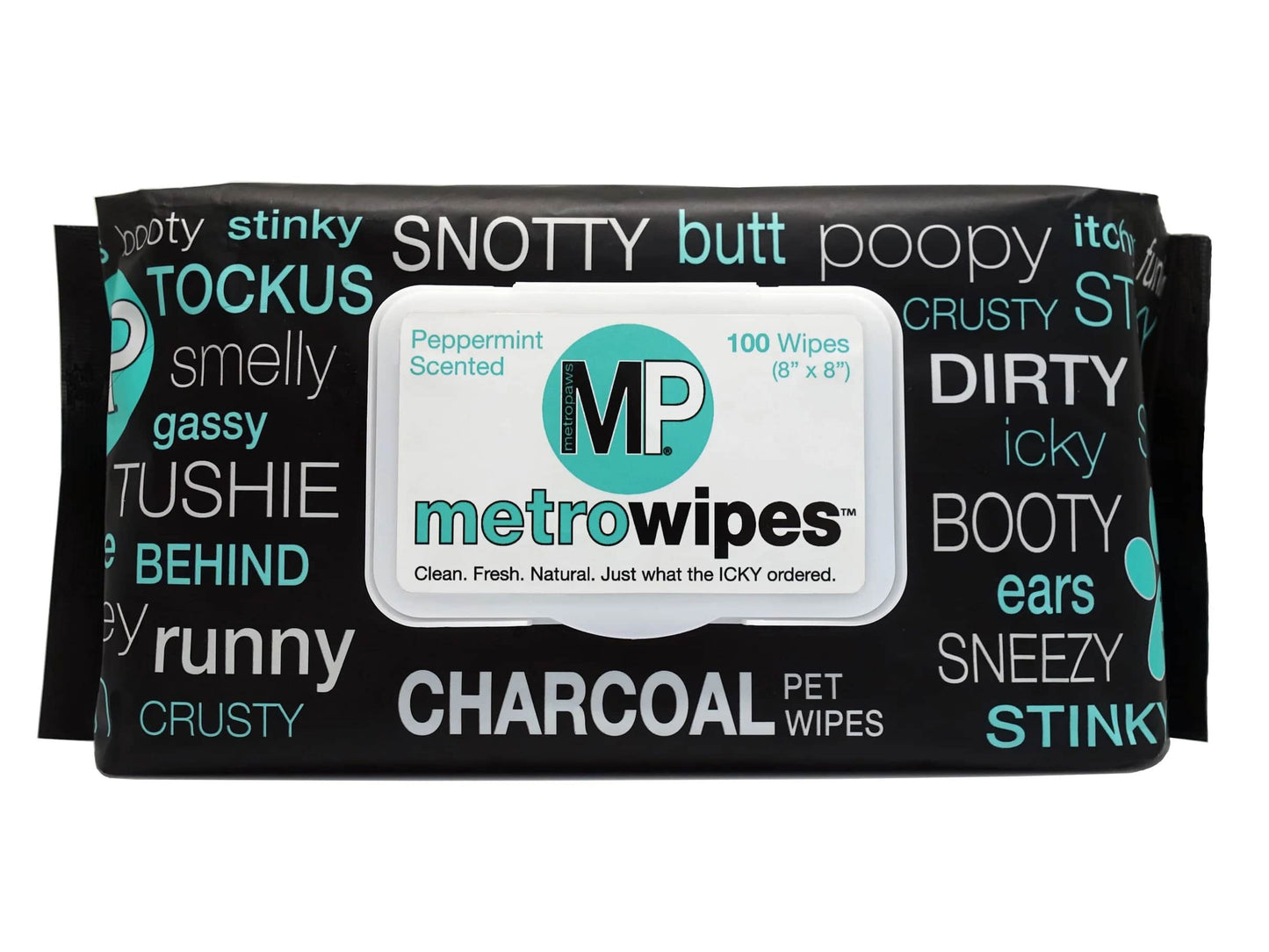 Grooming Wipes - Metro Charcoal Peppermint 100ct