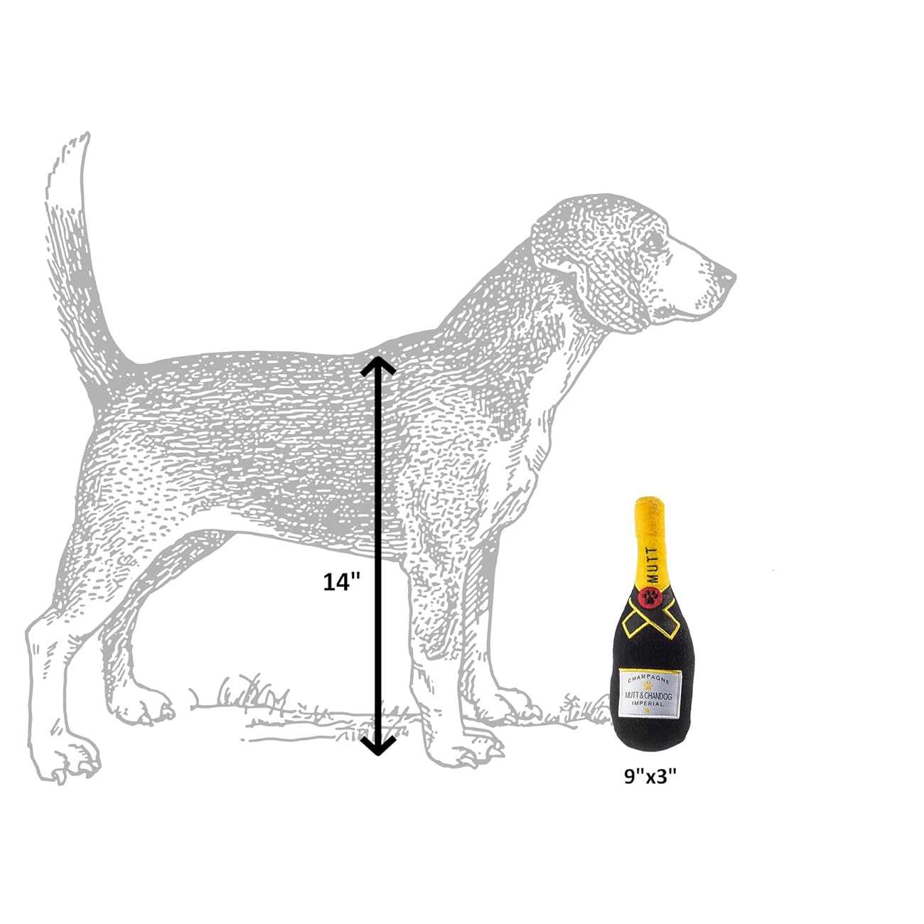 Mutt & Chandog - Champagne Toy - Dog Toy - 2 Sizes