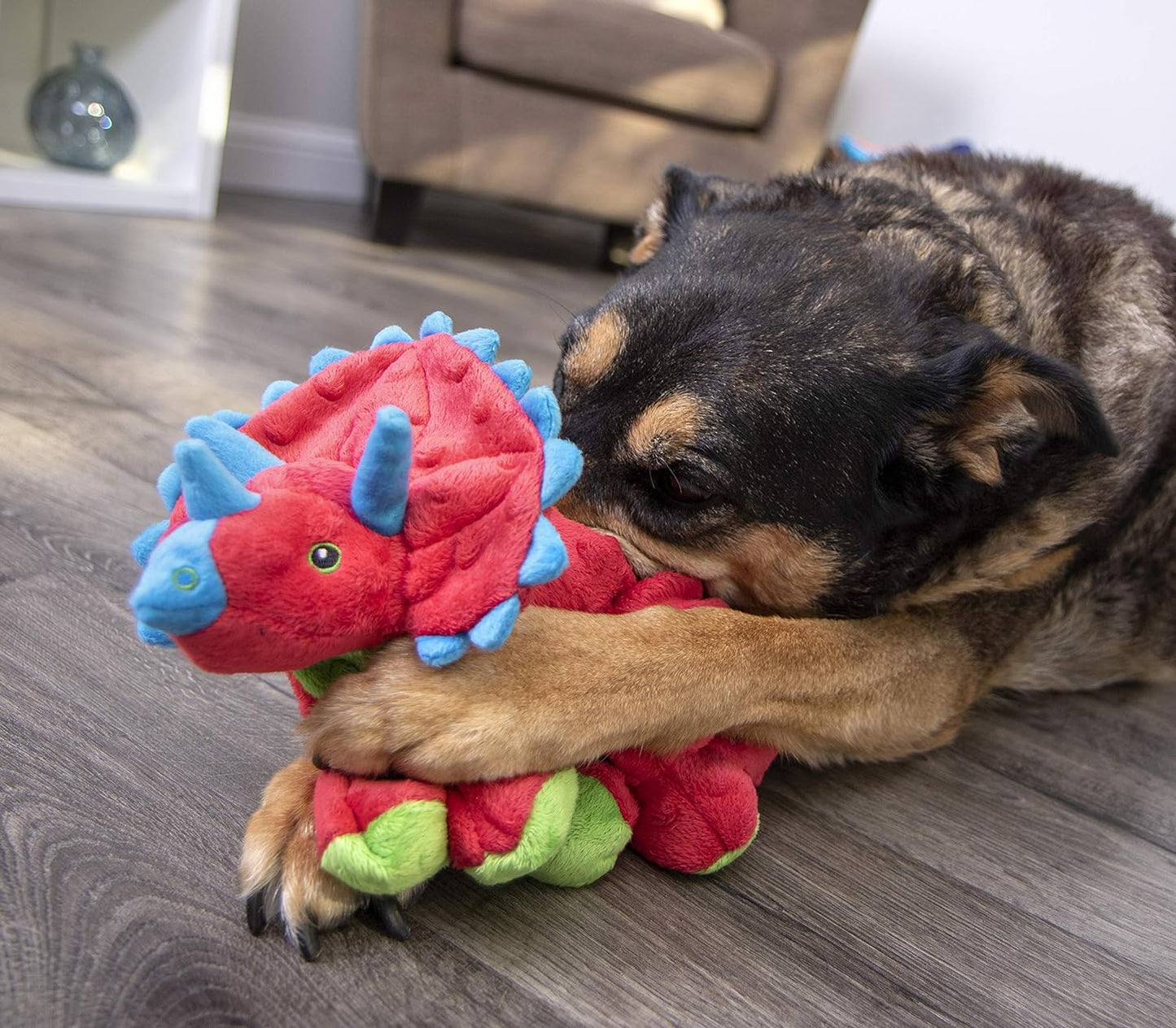 Triceratops - Chew Guard Toy - Red & Gray