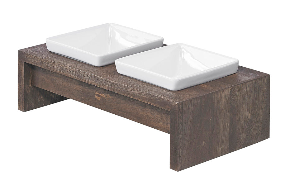 Artisan Double Dog Feeder - Bamboo Set & Walnut Set - 2 Color Options