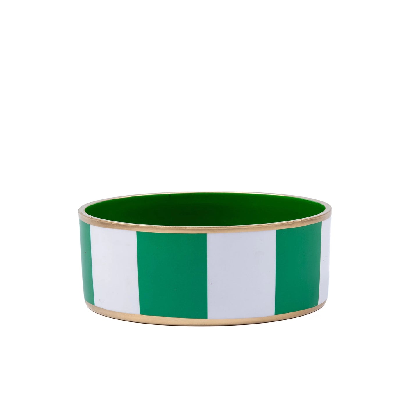 Enameled Ceramic Pet Bowl - White & Green