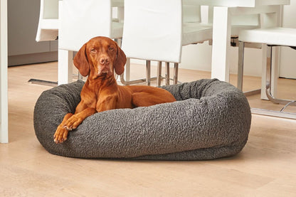 Microvelvet - Donut Bed - Grey Sheepskin Pattern - Dog Bed