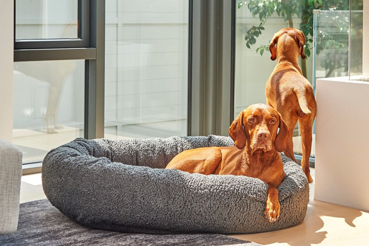 Microvelvet - Donut Bed - Grey Sheepskin Pattern - Dog Bed