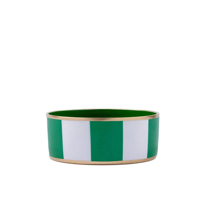 Enameled Ceramic Pet Bowl - White & Green