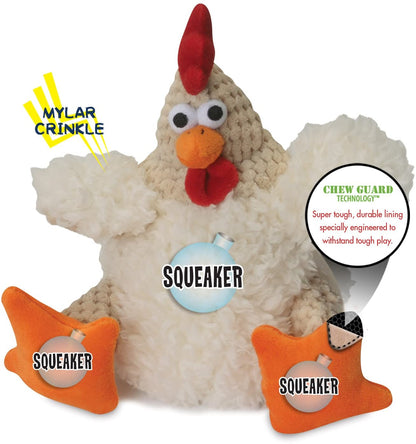 Checkers Chicken - Chew Guard Technology - Plush Squeaker Dog Toy - 3 sizes