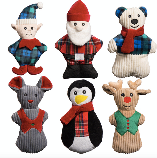 Holiday Dog Toys - Santa, Elf, Mouse, Polar Bear and Penguin